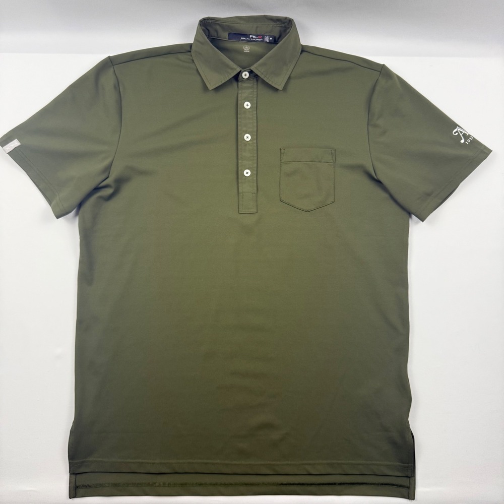 RLX Ralph Lauren Mens Olive Green Wicking Performance Polo Shirt Size M A 1912